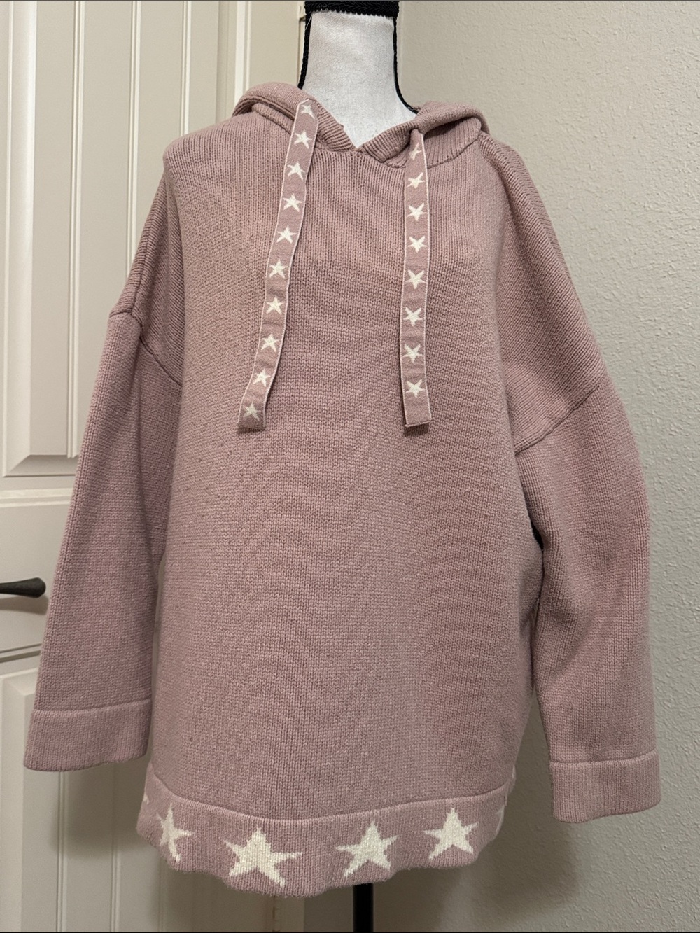 KORS Michael Kors Dusty Pink Star-Trim Hooded Pullover